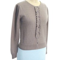 Sell 12GG round neck & raffle trim long sleeve pintelle Pullover