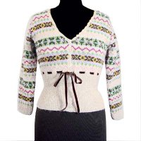 Sell Hand knit V-neck long sleeves jacquard cardigan