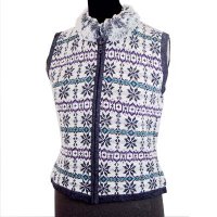 Sell 7GG Fur collar jacquard zipper vest