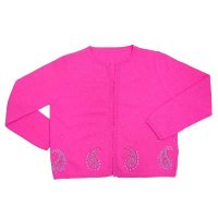 Sell 12GG Round neck long sleeves embroidery jersey cardigan