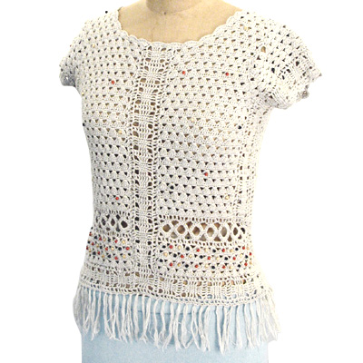 Sell Hand crochet round neck short sleeve beading Vest