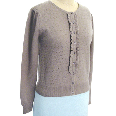 Sell 12GG round neck & raffle trim long sleeve pintelle Pullover