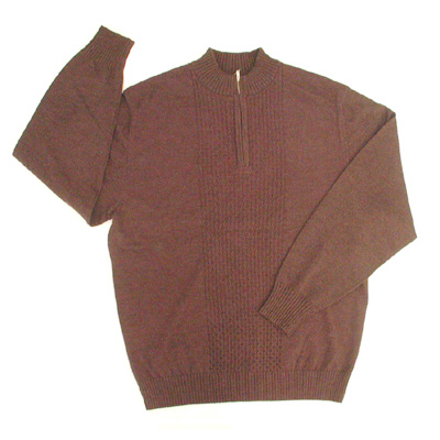 Sell 12GG mock neck long sleeve cumpter knit half zipped cable Pullover