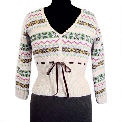 Sell Hand knit V-neck long sleeves jacquard cardigan