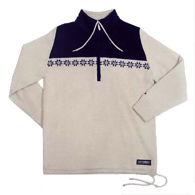 Sell 7GG Mock neck half zipper long sleeves snow flake jersey pullover w/ poly fleece