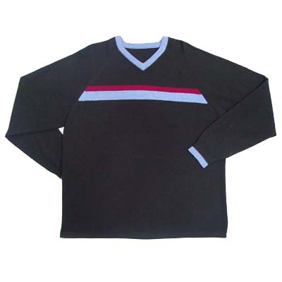 Sell 12GG V-neck long sleeves stripes full needle pullover