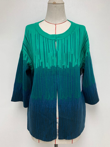 LADIES SHORT SLEEVE JACQUARD CARDIGAN