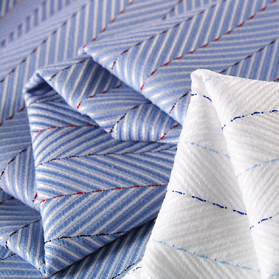POLYESTER/COTTON Y/D WOVEN HERRINGBONE STRIPE FABRIC