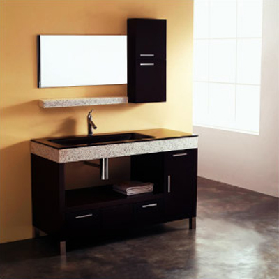 BATHROOM FURNITURE WITH GLASS BASIN