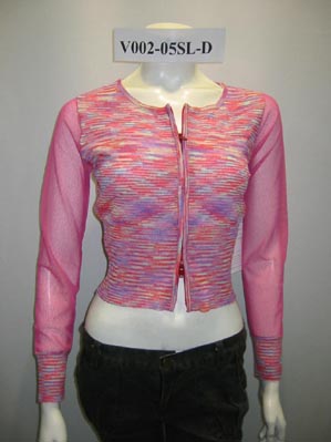 Ladies Space Dyed Cardigan with Mesh Sleeves