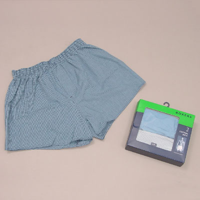 Sell 3pp, 2pcs yarn dye + 1 pc solid colour, woven men boxer