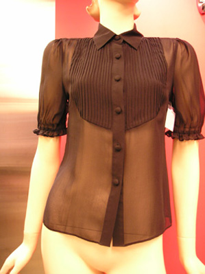 Chiffon short sleeves pleated York short sleeves blouse