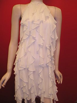 The bias ruffles from top to bottom , party dress.
