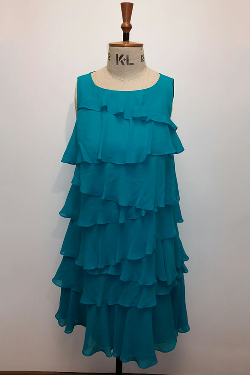 Ladies' Silk Dress in Many Layers and Frills