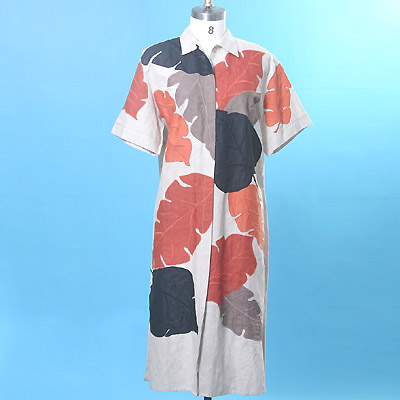 Woven ramie emb. and patch long blouse (Casual Wear)