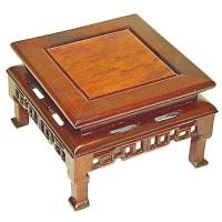 Square Stand Decorated With Holes & Openwork Carvings of Curios At Upper Edges