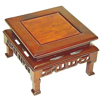 Square Stand Decorated With Holes & Openwork Carvings of Curios At Upper Edges