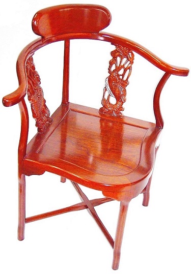 Corner Armchair Decorated With Carved Fish