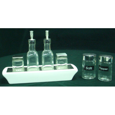 2pcs Glass Oil & Vinegar and Glass Salt & Pepper with Ceramic Tray