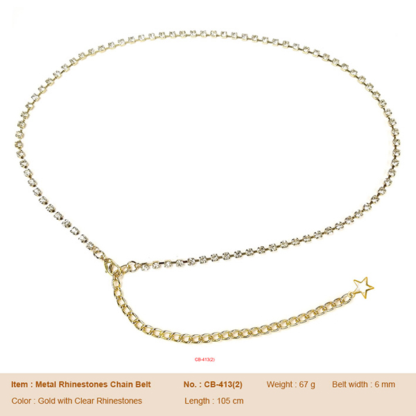 Metal Rhinestones Chain Belt