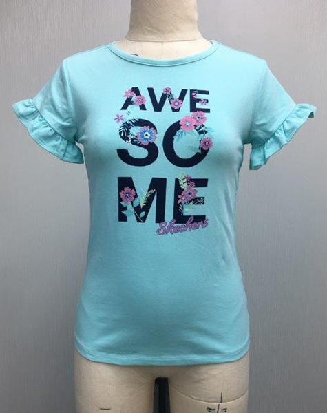 Girls Crew Neck Ruffle Sleeve Tunic