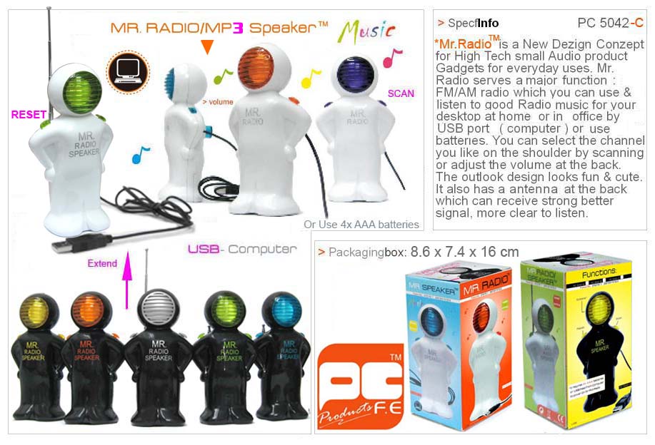 *Mr. Radio / MP3 Speaker TM( 2 functions )