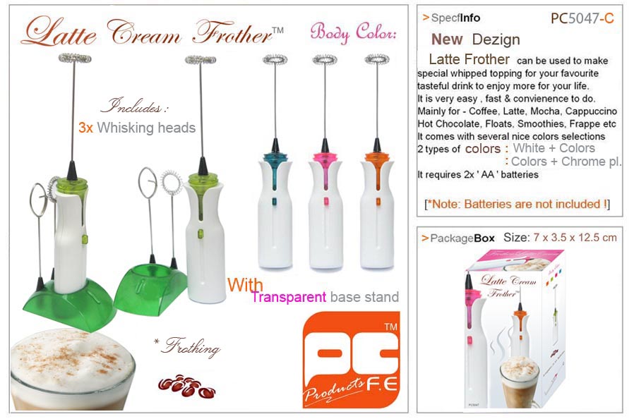 Latte Cream Frother with 1Transparent Base Stand and 3x WhiskingHeads TM
