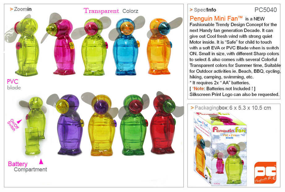Penguin Mini Fan - Transparent colors