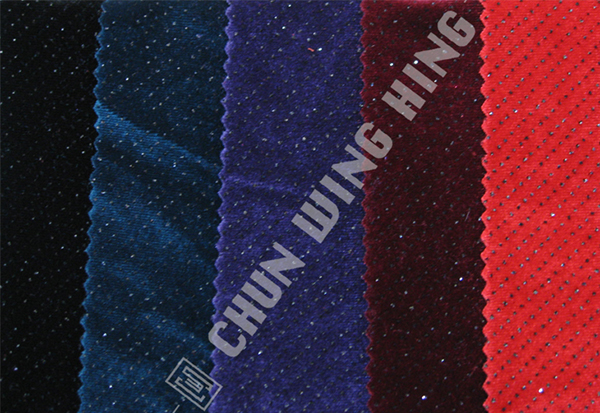 Korea Knit Fabric Polyester And Spandex Plain Dyed Velvet With Black Metallic Yarn And Spandex