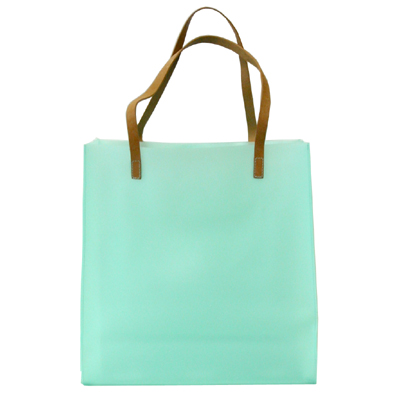 Matt Frost PVC with Leather Handle Tote Bag