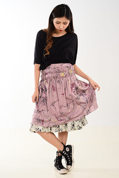 LUX TEE MATCH WITH PRINTED SKIRT