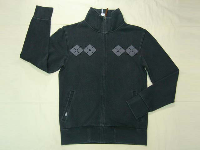 Sell Men's Long Sleeves Zipper Front Jacket. (Reverse Self Applique at Front)