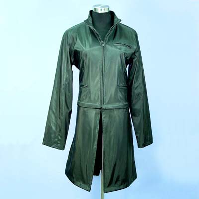 Ladies PVC suit with nylon lining, zip opening