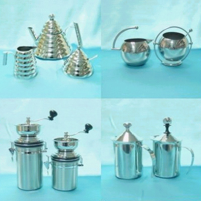 STAINLESS STEEL TEA SET,STAINLESS STEEL MILK JUG AND SUGAR BOWL,STAINLESS STEEL COFFER GRINDER