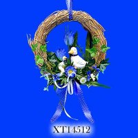 Large Wreath Decoration W/Duck, Tulip, Mum & Bowtie