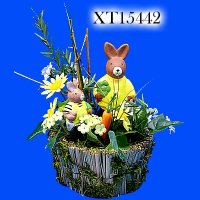 5 inches Grass Basket with Rabbit/Daisy/Gypso/Varrot