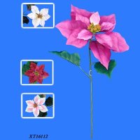 27 inches MPC Single Large Poinsettia Stem W/1 Flower and 3 LVS