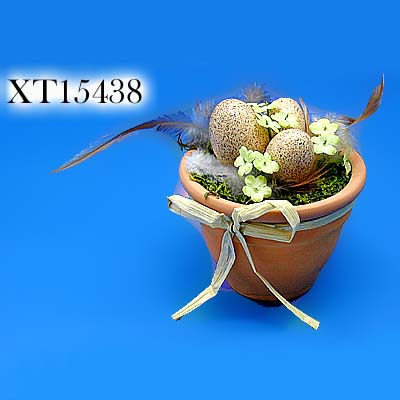 9cm Easter Decoration - Cermaic Pot with Egg and Gypso