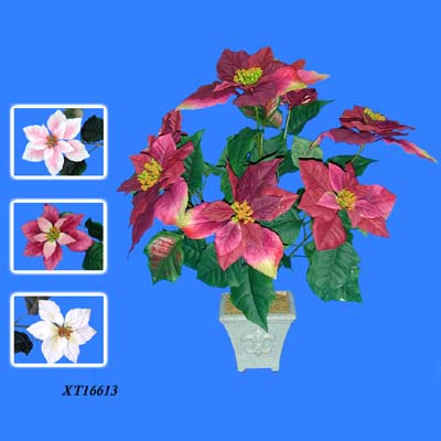 19 inches MPC Poinsettia Bush x 7 W/7 Flowers and 37 LVS