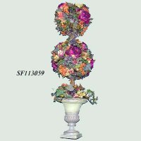 Sell 24 inches Dried Rose Ball x 2 Topiary W/Vase