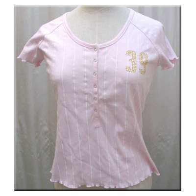 LADIES KNITTED T-SHIRT W/PRINTED