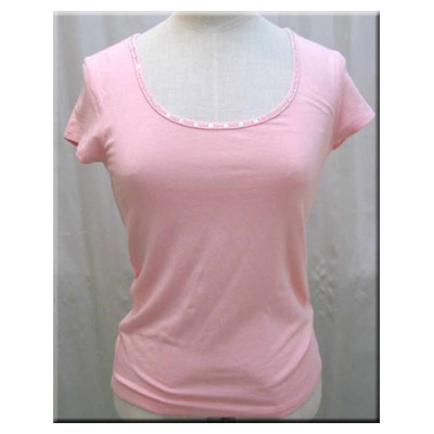 LADIES KNITTED T-SHIRT W/BEADING