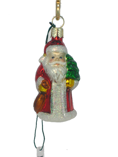 Glass Santa Claus with Pocket Red Xmas Tree Decoration