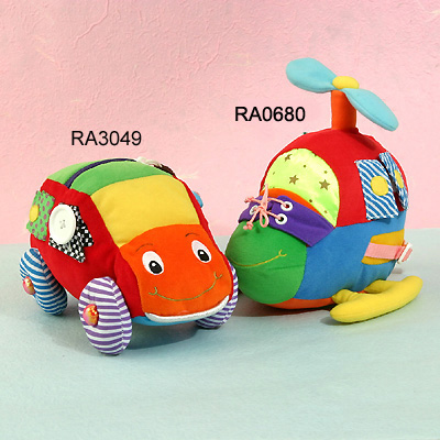 RA0680: 8 inchesH Educational Helicopter,RA3049: 8.5 inches Learning Car(BB/Rattle/Mirror) + PVC Bag