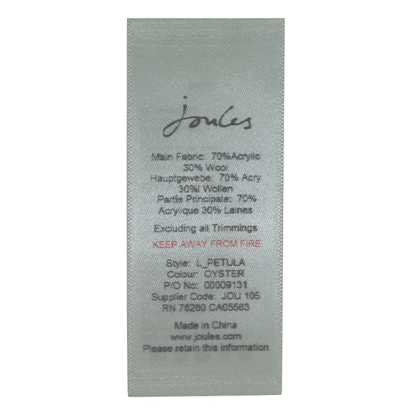 Printed Satin Care Label