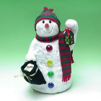 13 inches JELLY SNOWMAN W/ LANTERN & GIFTBAG