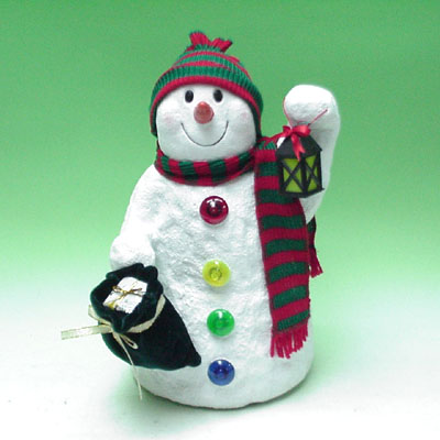 13 inches JELLY SNOWMAN W/ LANTERN & GIFTBAG