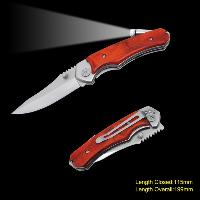 Wooden Handle Folding Knife With Led
