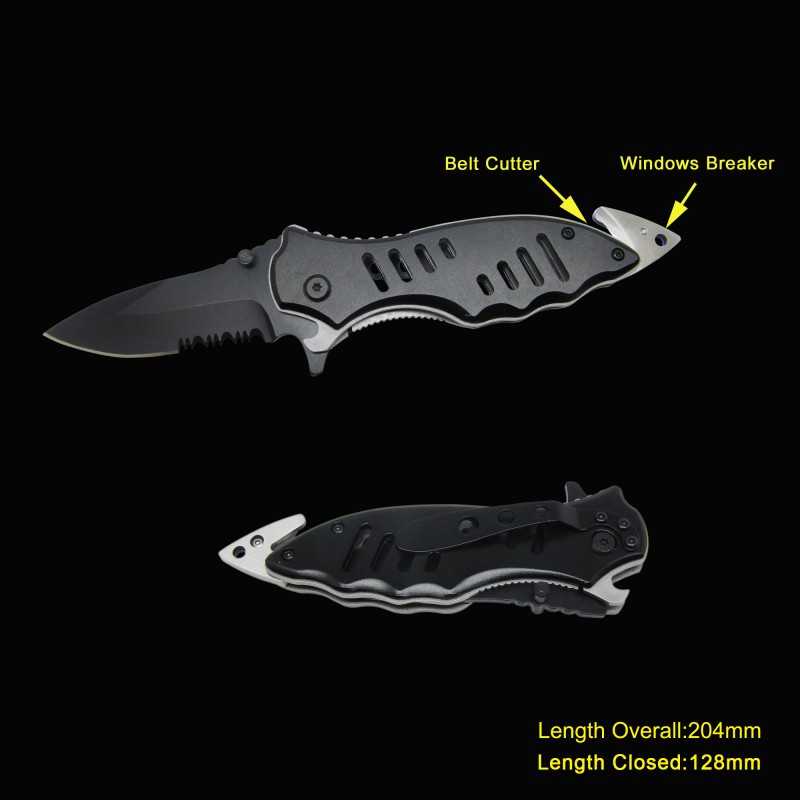 Survival Knife With Window Breaker & Belt Cutter