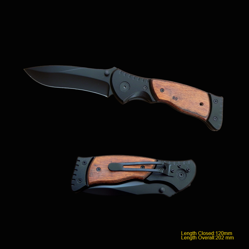 Folding Knife With Wooden Handle